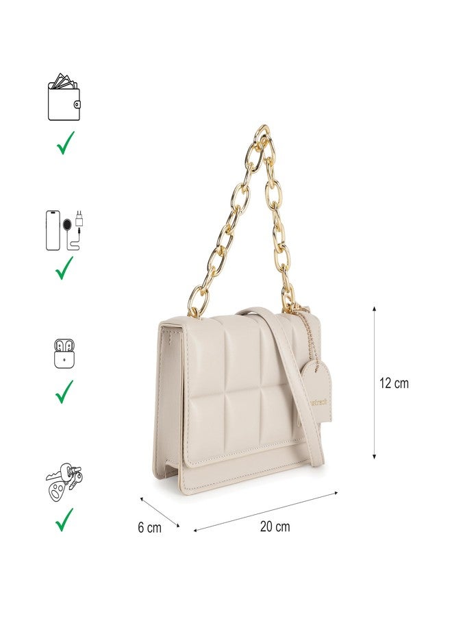 Fastrack white PuffCharm Sling | Quilted Faux-Leather Women’s Handbag | Sling with Chain Accent Handle & Magnetic Closure - Image 5
